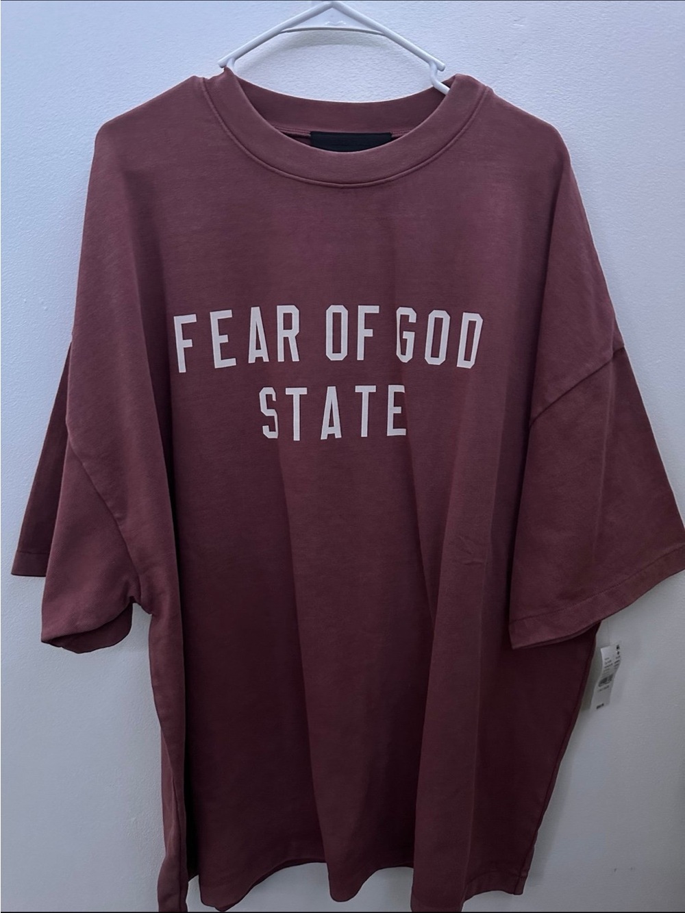 Essentials Oversized Men's T-Shirt in Dusty Rose with White Logo